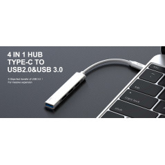 USB-hub - Havit USB-C 4-portars USB-hubb med USB 3.0