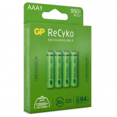 GP ReCyko 4 stk. genopladelige AAA-batterier (950 mAh)